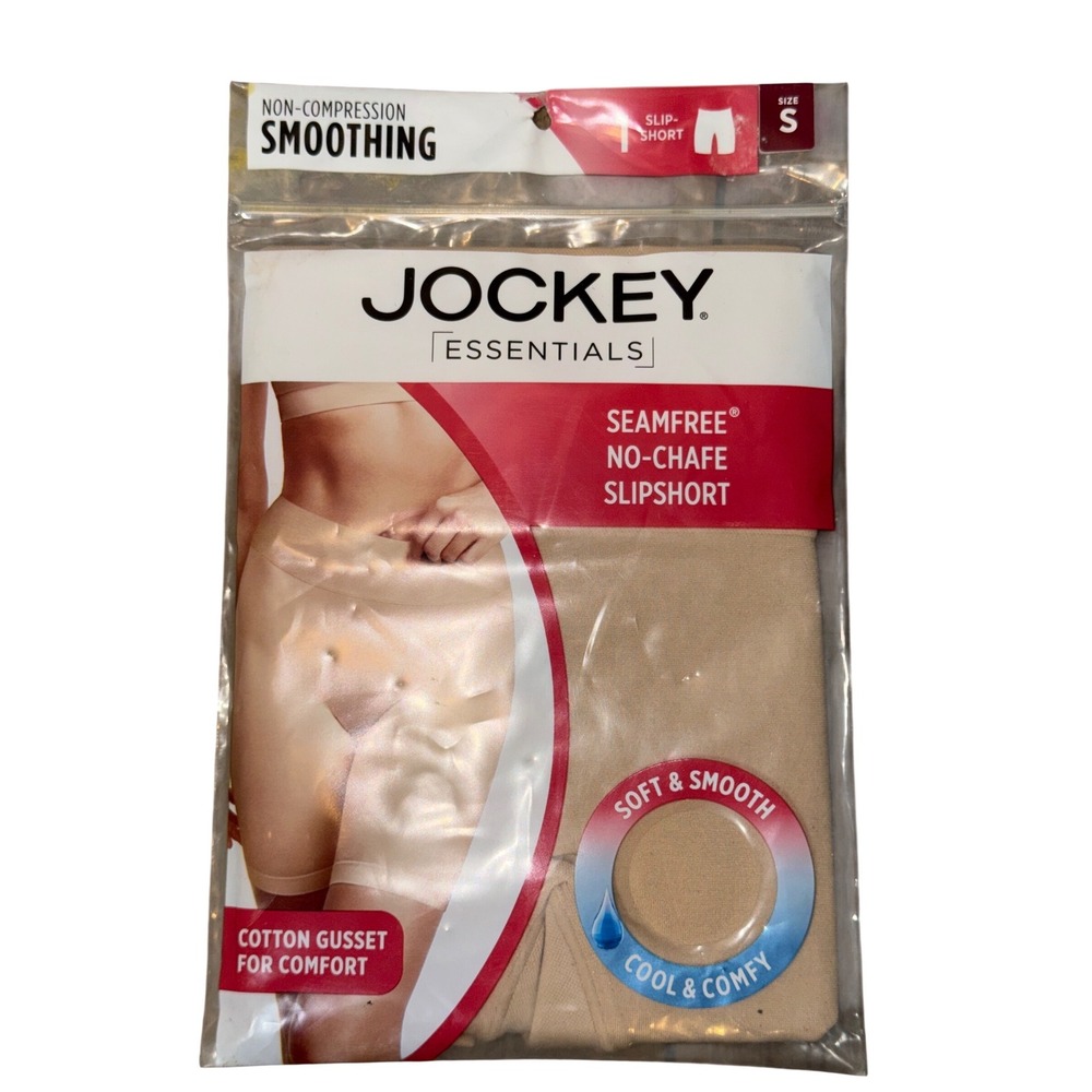 Jockey Essentials Slip Short Size S Seamless No Chafe Smoothing Beige new